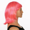 JUST FOR PARTY 13" Short Bob Synthetic Wig with Flat Bangs Pink Orange by Deal US