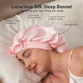 LitBear Mulberry Silk Bonnet 6A 22 Momme Large Double-Layer Pink Tie Band by Deal US