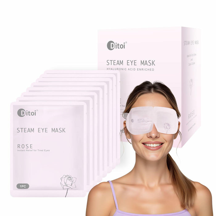 Ditoi Heated Steam Eye Mask with Hyaluronic Acid Rose 10 Count Pack by Deal US