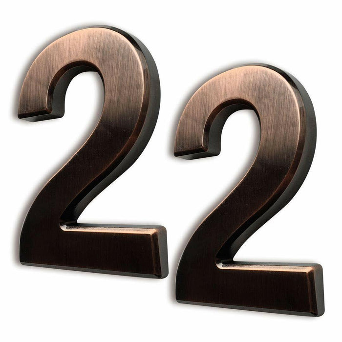 HopeWan 4" Bronze Metal Mailbox Number 2 Self Adhesive Pack of 2 Size 4In-No.2 by Deal US