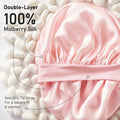 LitBear Mulberry Silk Bonnet 6A 22 Momme Large Double-Layer Pink Tie Band by Deal US