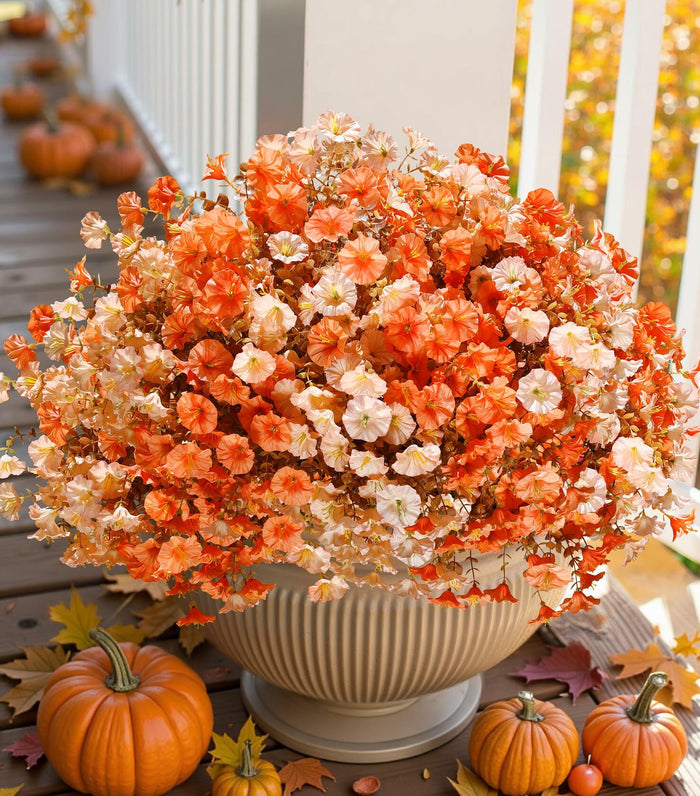 HyeFlora Artificial Mums Fall Flowers 12 Bundles Silk Morning Glory Mix 15in by Deal US