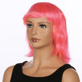 JUST FOR PARTY 13" Short Bob Synthetic Wig with Flat Bangs Pink Orange by Deal US