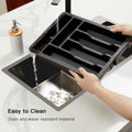 Pipishell Expandable Silverware Drawer Organizer BPA-Free Black 8 Compartments by Deal US
