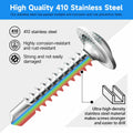 Marysino 100Pcs #8x1-1/2" 410 Stainless Steel Self Tapping Screws Metal by Deal US