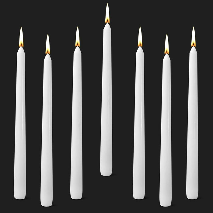 Cacou White Taper Candles 12 Pack 8Hr Burn Unscented Paraffin Wax by Deal US