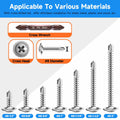 Marysino 100Pcs #8x1-1/2" 410 Stainless Steel Self Tapping Screws Metal by Deal US