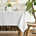 Horaldaily White Rectangular Tablecloth 60x120in Polyester Stain Resistant by Deal US