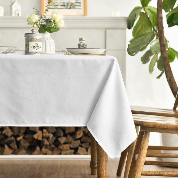Horaldaily White Rectangular Tablecloth 60x120in Polyester Stain Resistant by Deal US
