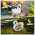 ENOU Solar Garden Swan Statue Outdoor Patio Yard Decor White Metal by Deal US