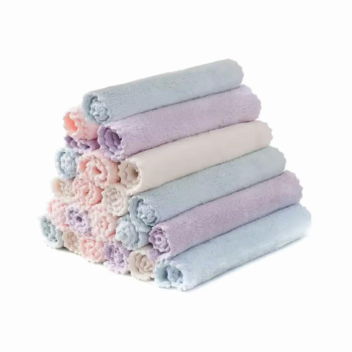 Set of 5 Coral Fleece Turkish Kitchen Cleaning Cloths 10x10in Blue by Deal US