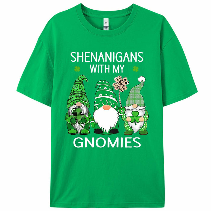 FLORENCE IISA St. Patrick's Day Lucky Shamrock & Gnomes T-Shirt Irishgreen XS by Deal US