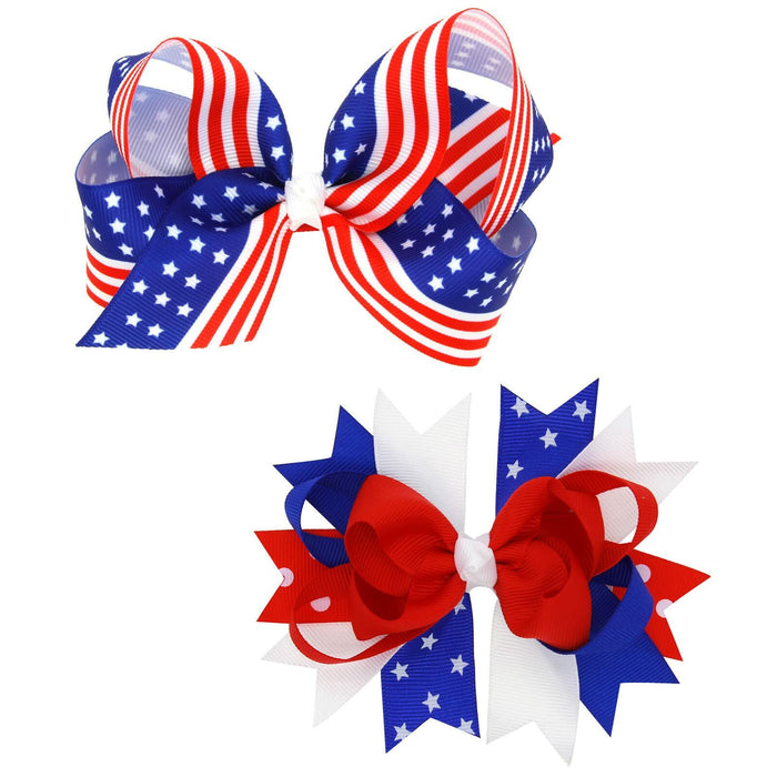 EVKILKJS American Flag Hair Bow Clips for Girls Women 2Pcs 4th of July by Deal US