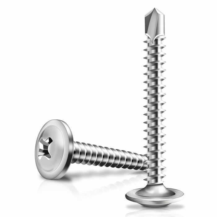 Marysino 100Pcs #8x1-1/2" 410 Stainless Steel Self Tapping Screws Metal by Deal US
