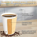 WellMellon 12oz Ripple Wall Disposable Coffee Cups with Lids 50 Count by Deal US