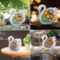 ENOU Solar Garden Swan Statue Outdoor Patio Yard Decor White Metal by Deal US