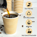 WellMellon 12oz Ripple Wall Disposable Coffee Cups with Lids 50 Count by Deal US