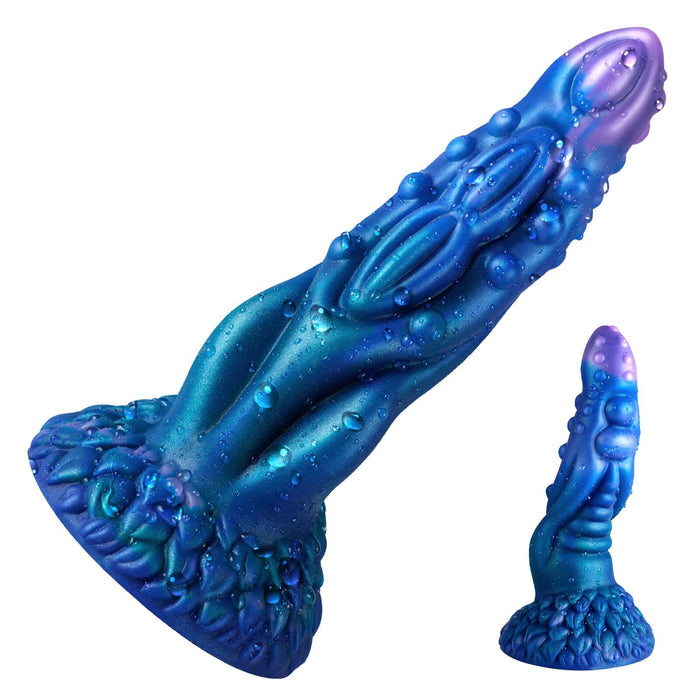 JJYUYUE 8.7in Dragon Silicone Dildo Huge Anal Suction Cup Adult Toy Blue by Deal US