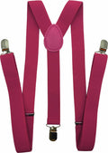 LOLELAI Suspenders Elastic Adjustable Y-Back Pant Clips Fuchsia Size L by Deal US