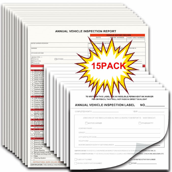 KIKIGO DOT Inspection Forms Annual Vehicle Report 2-Ply 3-Ply Carbonless 15 Pack by Deal US