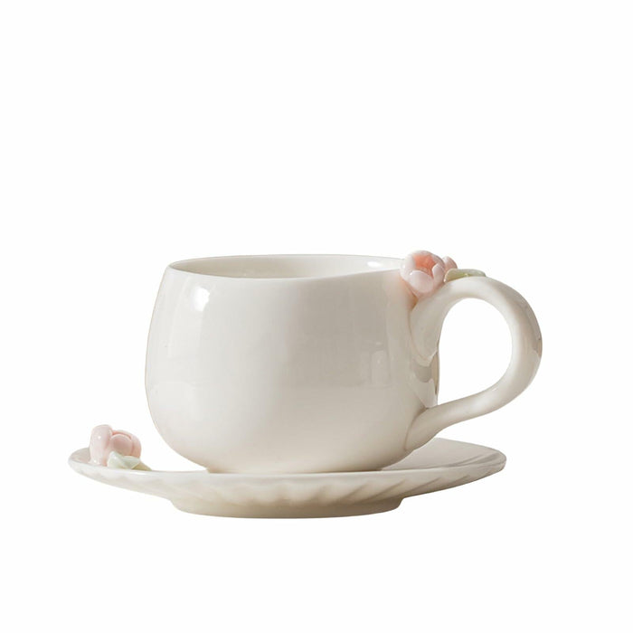 ARGUMENTATION Creative Kawaii Cherry Ceramic Coffee Mug 10oz White with Coaster by Deal US