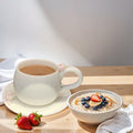 ARGUMENTATION Creative Kawaii Cherry Ceramic Coffee Mug 10oz White with Coaster by Deal US