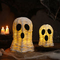 Soulchen Halloween Rattan Ghosts Decor 9.4" & 5.9" Light Up White 2 Pcs by Deal US