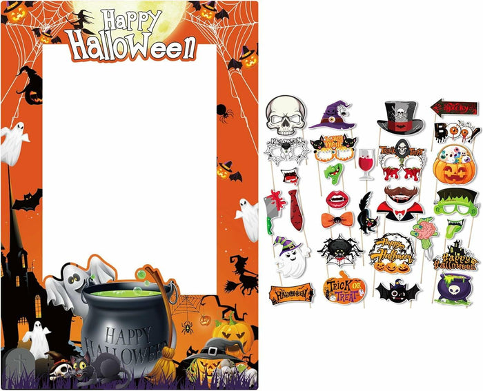 Generic Halloween Photo Booth Props 31 PCS Yellow Cartoon Paper Party by Deal US