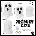 Soulchen Halloween Rattan Ghosts Decor 9.4" & 5.9" Light Up White 2 Pcs by Deal US