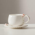 ARGUMENTATION Creative Kawaii Cherry Ceramic Coffee Mug 10oz White with Coaster by Deal US