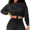 LovelyWholesale Womens Cropped Hoodie Long Sleeve Workout Top Black XL by Deal US