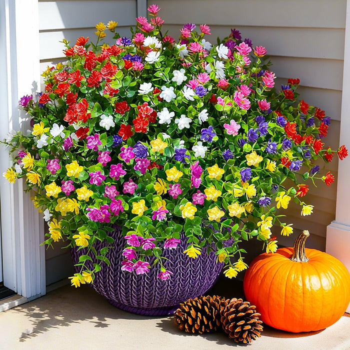 Ivydale Artificial Fall Mums Flowers 12 Bundles UV Resistant Mix Color by Deal US