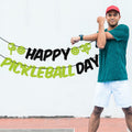 Little Man Happy Pickleball Day Banner Green Black Glitter Cardstock by Deal US