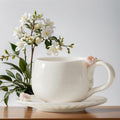 ARGUMENTATION Creative Kawaii Cherry Ceramic Coffee Mug 10oz White with Coaster by Deal US