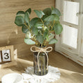 FOREST PRINCE Eucalyptus Stems in Black Vase 15" Green Silk Decor by Deal US