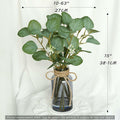 FOREST PRINCE Eucalyptus Stems in Black Vase 15" Green Silk Decor by Deal US