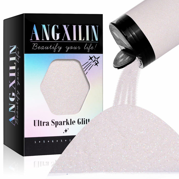 ANGXILIN 260g Iridescent Fine Glitter Shaker Bottle IRI Mix White Epoxy Resin by Deal US