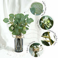 FOREST PRINCE Eucalyptus Stems in Black Vase 15" Green Silk Decor by Deal US
