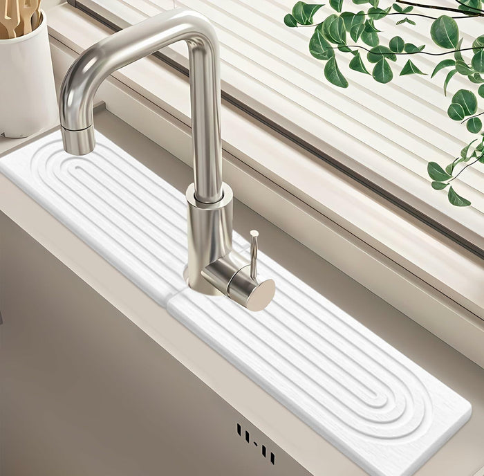 LZMYIVE Faucet Mat Kitchen Sink 24'' White Diatomite Quick Drying Stone Tray by Deal US