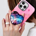 Luhoit Expanding Heart Shape Glass Phone Grip Finger Holder Purple Blue by Deal US