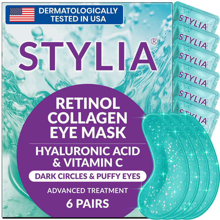 Stylia Under Eye Patches Marine Collagen Retinol Vitamin C Hyaluronic 6 Pairs by Deal US