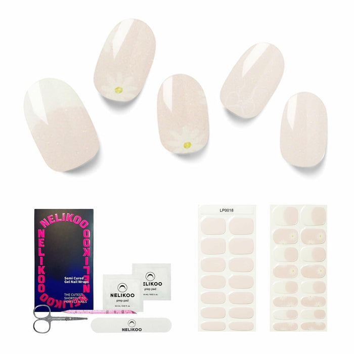 Nelikoo Semi Cured Gel Nail Strips 30 pcs Daisy Delight Floral Wraps by Deal US