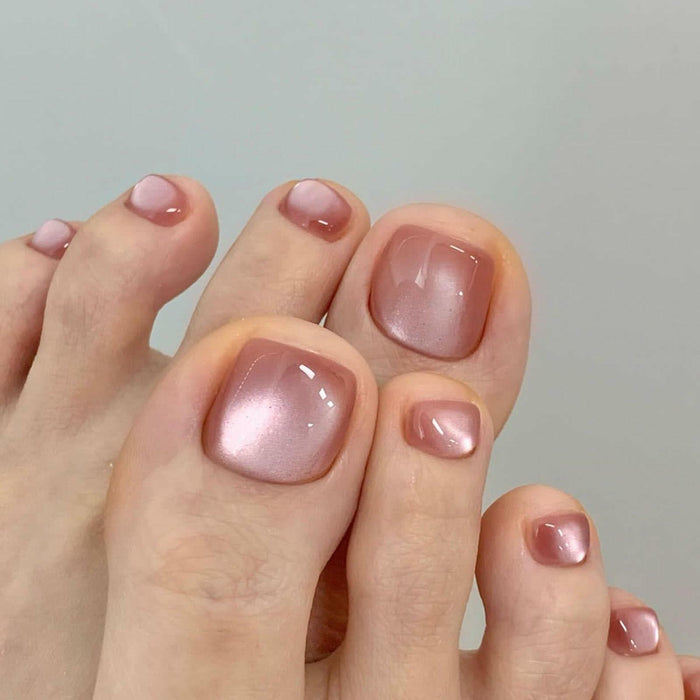 YOJIATOP Cat Eye Press On Toenails 24pcs Light Brown Square Plastic by Deal US