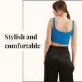 TUBANUR Women's Blue Cotton Sleeveless Crop Top Basic Fitted Tank Size S by Deal US