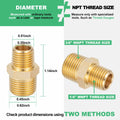 FullMayPro 2pcs Brass Hex Nipple 3/8” NPT to 1/4” NPT Adapter with Teflon Tape by Deal US