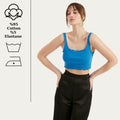 TUBANUR Women's Blue Cotton Sleeveless Crop Top Basic Fitted Tank Size S by Deal US