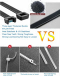 LOMAZH Cable Zip Ties 50pcs 12.2in Black Nylon 250lbs Tensile Strength by Deal US