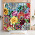 weesire Boho Floral Fabric Shower Curtain Colorful 72x72 Inch by Deal US