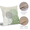 Sweetshow Sage Green Dahlia Linen Pillow Covers 18x18 Inch Set of 2 by Deal US
