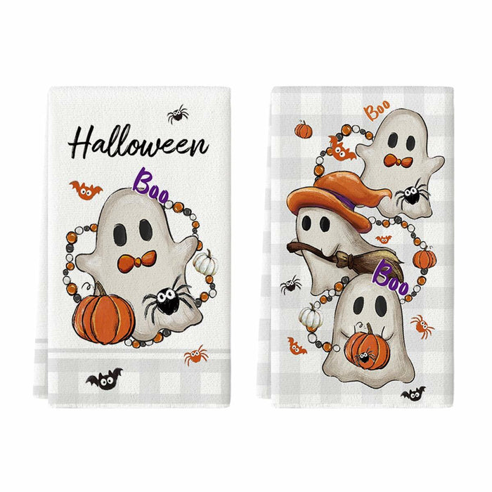 Artoid Mode Halloween Kitchen Towels Set of 2 Pumpkin Ghost Beige 18x26in by Deal US